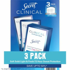Lăn Khử Mùi Secret Clinical Strength Invisible Solid Antiperspirant Deodorant - Hộp 3 Thanh