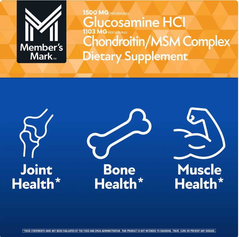Viên Uống Hỗ Trợ Xương Khớp Member’s Mark Triple Strength Glucosamine HCl & Chondroitin/MSM Complex – 220 Viên