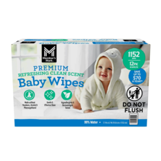Khăn Ướt Member's Mark Premium Baby Wipes Refreshing Clean Scent - Hộp 12 Gói (Tổng 1152 Khăn)