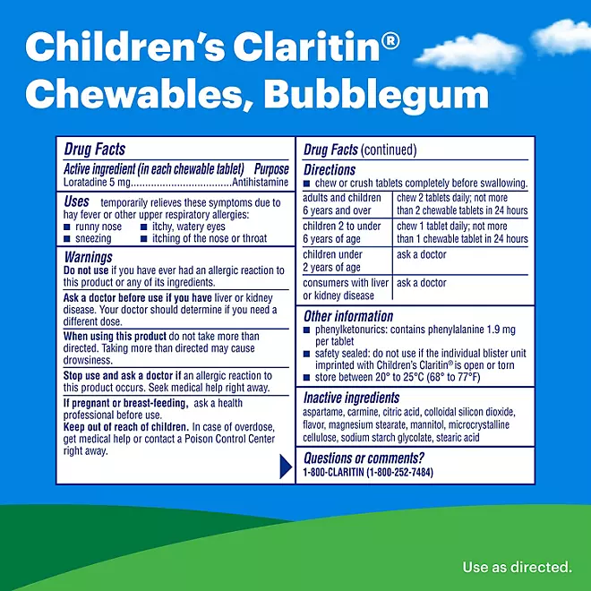 Viên Nhai Hỗ Trợ Giảm Dị Ứng Cho Trẻ Children's Claritin – 2 Hộp X 40 Viên