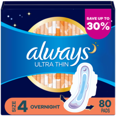 Băng Vệ Sinh Always Ultra Thin Overnight với Flexi-Wings  Không Mùi Size 4 - Hộp 80 Miếng