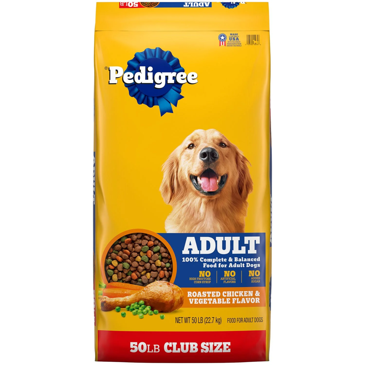 Thức Ăn Hạt Cho Chó Pedigree Vị Gà Nướng & Rau Củ – Túi 50 lbs