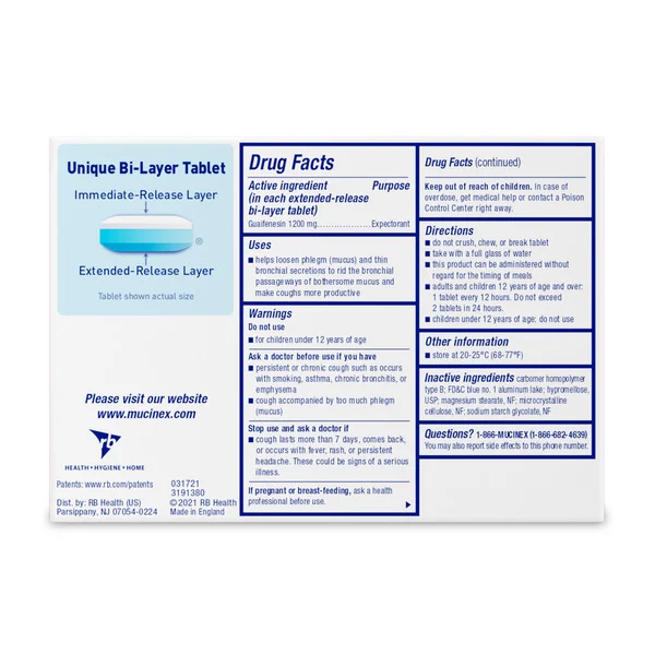 Viên Uống Hỗ Trợ Long Đờm Mucinex 12-Hour Max Strength – Hộp 56 Viên