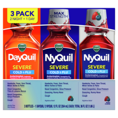 Dung Dịch Uống Giảm Triệu Chứng Cảm Lạnh & Cúm Ngày & Đêm Vicks DayQuil & NyQuil Severe - 3 Chai X 354ml
