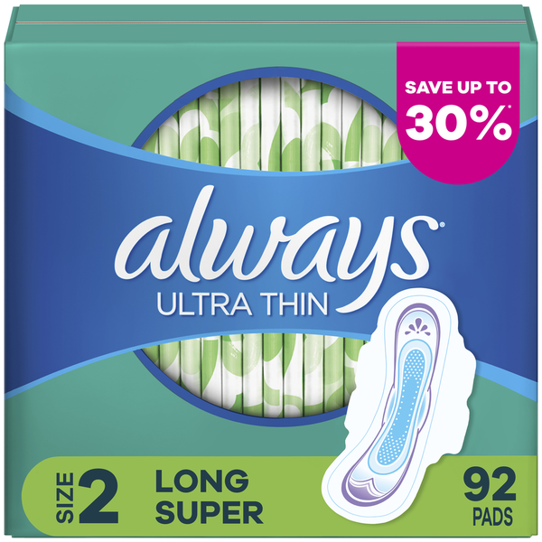 Băng Vệ Sinh Always Ultra Thin Long Super với Flexi-Wings Không Mùi Size 2 - Hộp 92 Miếng