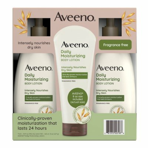 Bộ Kem Dưỡng Ẩm Aveeno Daily Moisturizing Lotion – Hộp 2 Chai & 1 Tuýp (Tổng 1291ml)