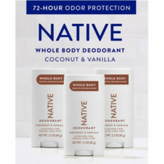 Lăn Khử Mùi Native Whole Body Deodorant Stick Hương Dừa & Vani - Hộp 3 Thanh