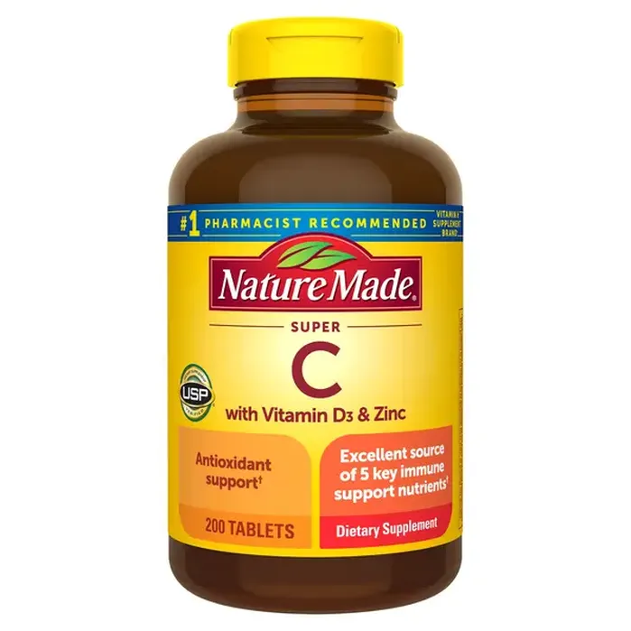 Viên Uống Nature Made Super C với Vitamin D3 và Kẽm – Hộp 200 Viên
