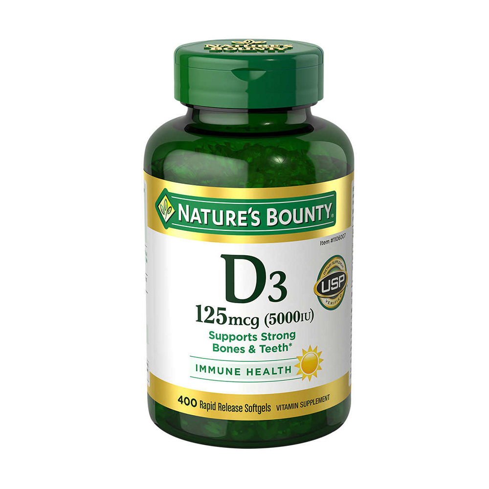 Viên Uống Nature's Bounty Vitamin D3 125mcg (5000 IU) – Hộp 400 Viên