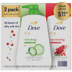 Sữa Tắm Dove Refreshing Body Wash Dưa Leo & Trà Xanh và Lựu & Hoa Dâm Bụt - 2 Chai X 905ml