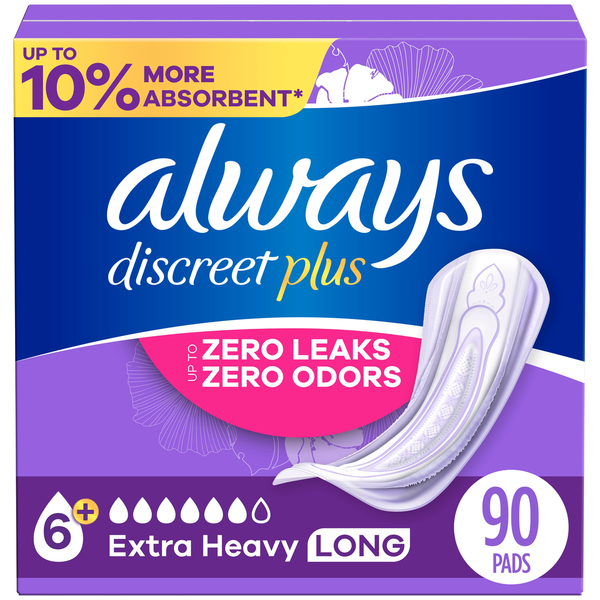 Băng Vệ Sinh Always Discreet Incontinence Pads Extra Heavy Long Length – Hộp 90 Miếng