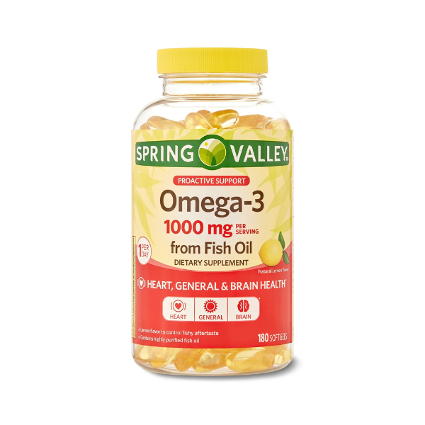 Viên Uống Dầu Cá Omega-3 Spring Valley, 1000 mg – Hộp 180 Viên