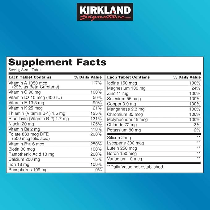 Viên Uống Bổ Sung Vitamin Tổng Hợp Kirkland Signature Daily Multi – Hộp 500 Viên