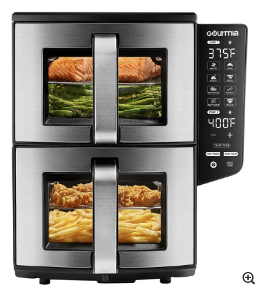 Nồi Chiên Không Dầu Đôi Gourmia 11 L Với Lớp Phủ Thông Minh & Công Nghệ 4 Lớp Nấu