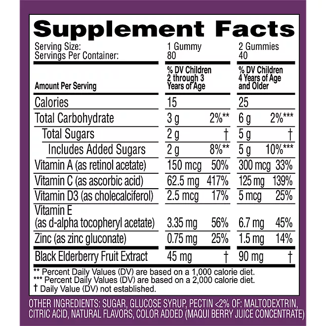 Kẹo Dẻo Hỗ Trợ Miễn Dịch Cho Trẻ Zarbee’s Naturals Kids Elderberry Immune Support –  Hộp 80 Viên