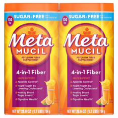 Bột Bổ Sung Chất Xơ Metamucil Psyllium 4in1 Fiber Sugar-Free Powder Orange - 2 Hộp X 754g