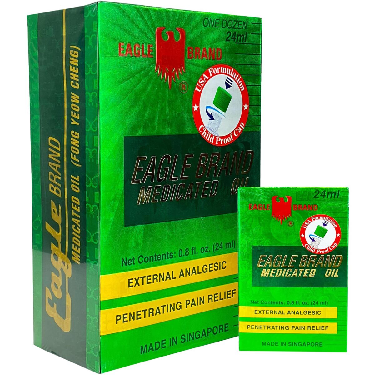 Dầu Gió Xanh Mỹ Eagle Brand Medicated Oil Hộp 12 Chai 24ml