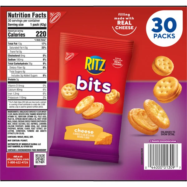 Bánh Quy Ritz Bits Kẹp Phô Mai 30 Gói