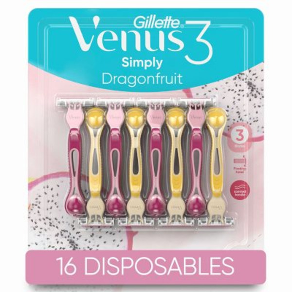 Dao Cạo Dùng Một Lần Cho Phụ Nữ Gillette Venus Simply 3 Dragonfruit Women's Disposable Razors - Hộp 16 Cái
