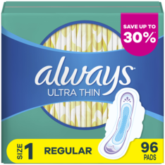 Băng Vệ Sinh Mỏng Không Mùi Always Ultra Thin Regular Pads Size 1 - Hộp 96 Miếng