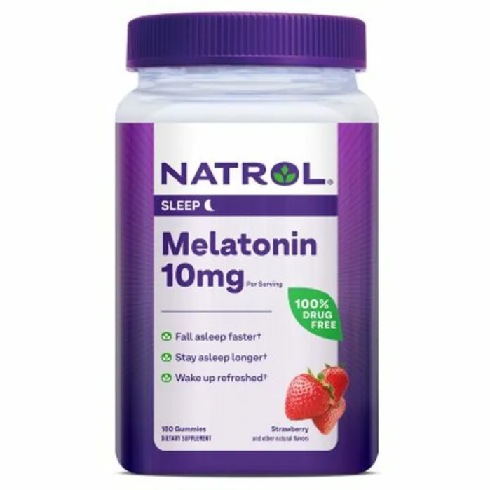 Kẹo Dẻo Natrol Melatonin Sleep 10mg Hương Dâu – Hộp 180 Viên