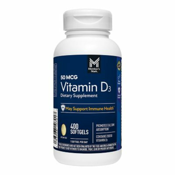 Viên Uống Bổ Sung Vitamin D3 Member's Mark – Hộp 400 Viên