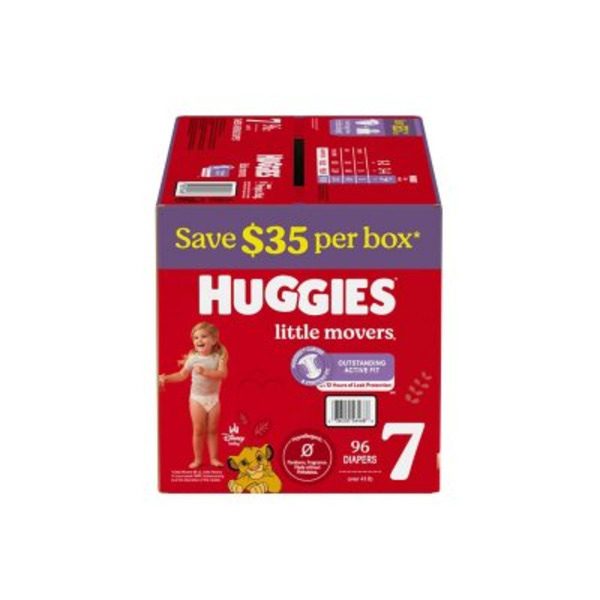 Tã Huggies Little Movers Baby Diapers Sizes 7 Cho Bé 10-17kg - Gói 96 Miếng