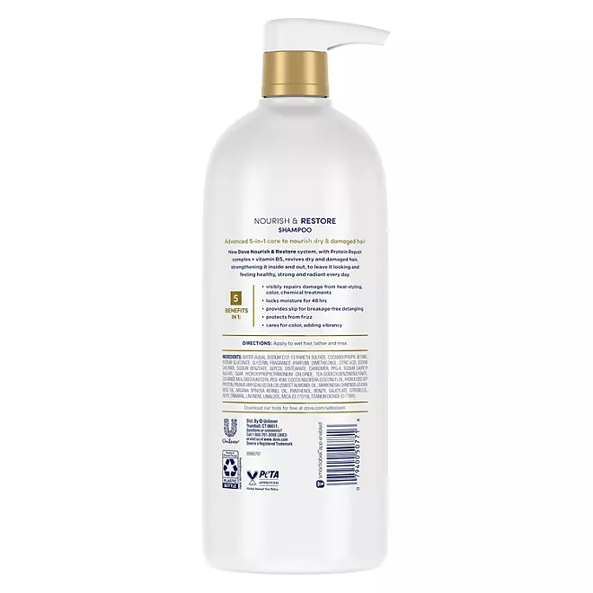 Dầu Gội Phục Hồi Và Nuôi Dưỡng Dove Nourish & Restore 5-in-1 Shampoo - Chai 1L