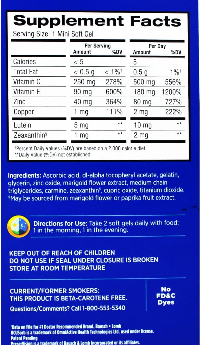 Viên Uống Preservision AREDS 2 Eye Vitamin & Mineral Supplement with Lutein & Zeaxanthin – Hộp 210 Viên