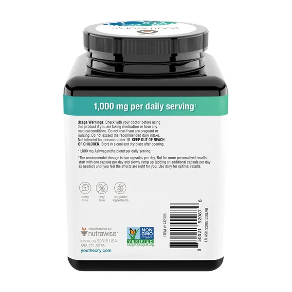 Viên Uống Youtheory Ashwagandha 1000 mg – Hộp 180 Viên