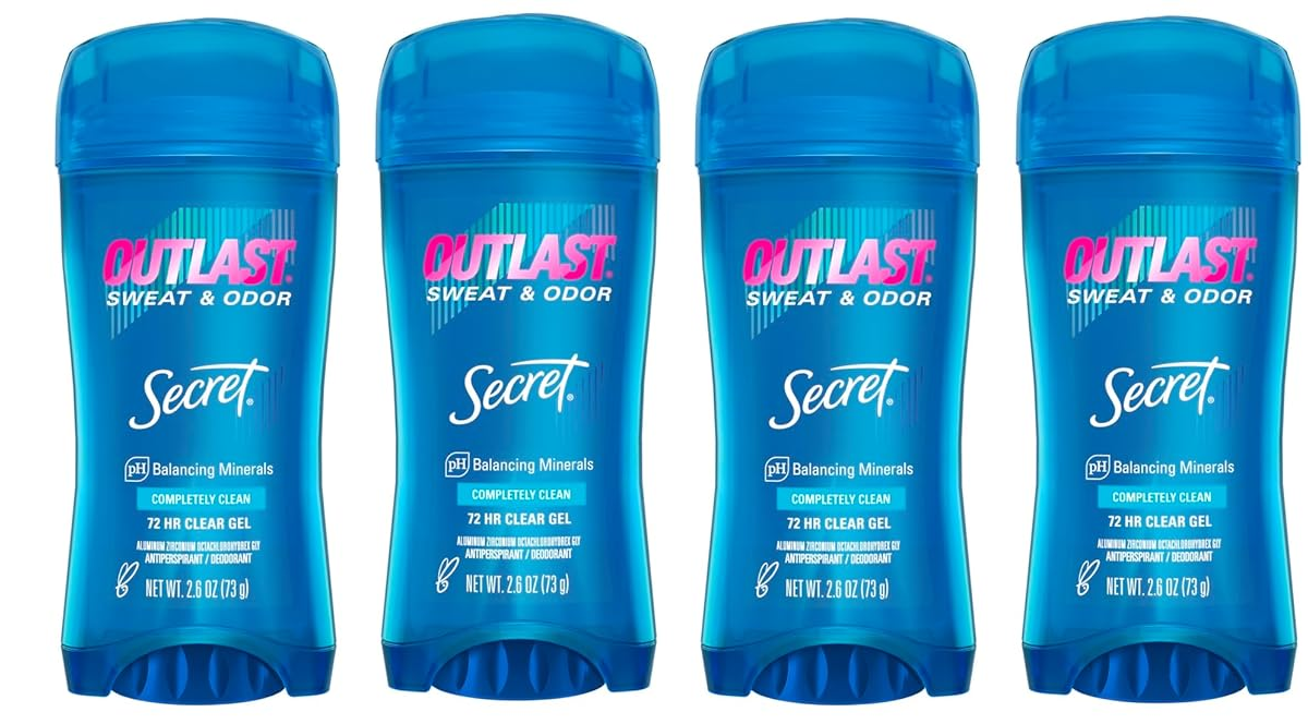 Lăn Khử Mùi Secret Outlast Clear Gel Antiperspirant and Deodorant Hương Shower Fresh Scent - Hộp 4 Thanh