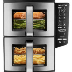 Nồi Chiên Không Dầu Đôi Gourmia 11 L Với Lớp Phủ Thông Minh & Công Nghệ 4 Lớp Nấu