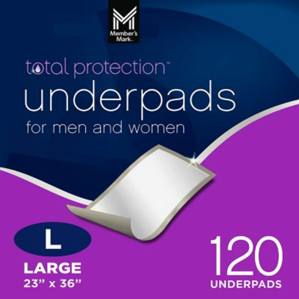 Tấm Lót Chống Thấm Member's Mark Total Protection Underpads Large - Hộp 120 Miếng