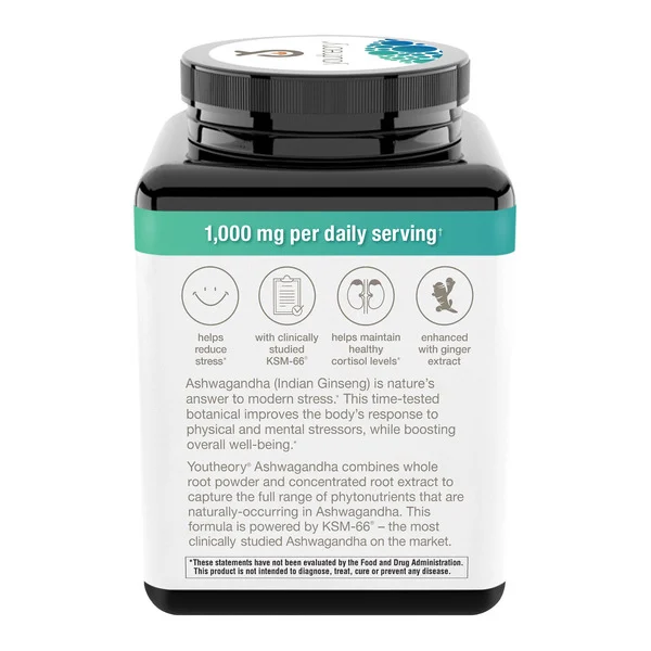 Viên Uống Youtheory Ashwagandha 1000 mg – Hộp 180 Viên