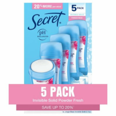 Lăn Khử Mùi Secret Invisible Solid Powder Fresh – Hộp 5 Thanh