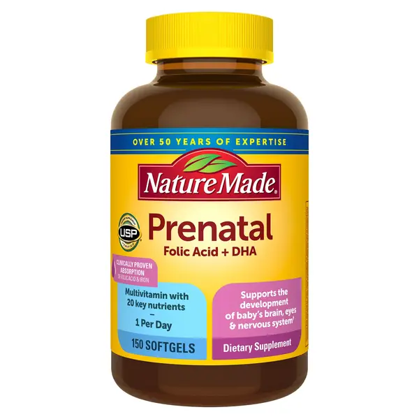 Viên Uống Nature Made Prenatal Folic Acid + DHA – Hộp 150 Viên