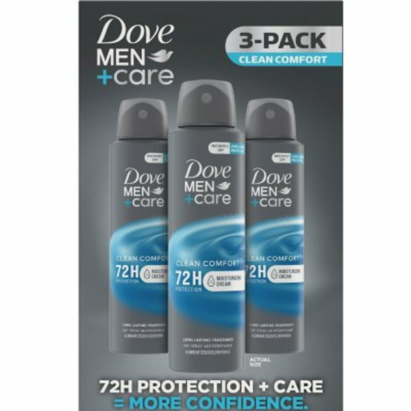 Xịt Khử Mùi Dove Men+Care Clean Comfort – Hộp 3 Chai