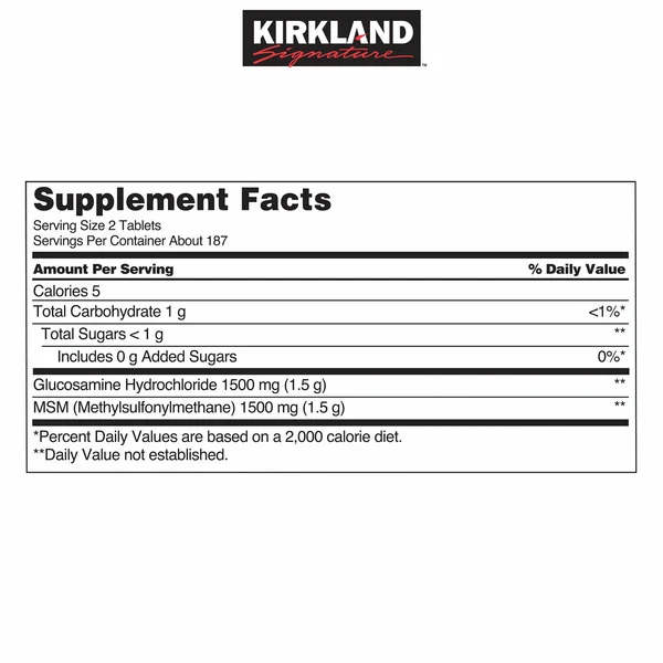 Viên Uống Kirkland Signature Glucosamine với MSM – Hộp 375 Viên