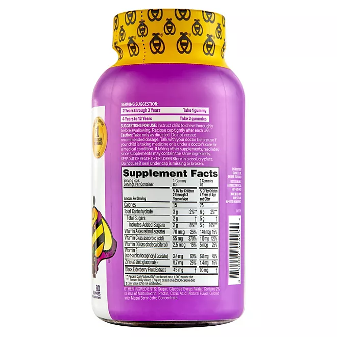 Kẹo Dẻo Hỗ Trợ Miễn Dịch Cho Trẻ Zarbee’s Naturals Kids Elderberry Immune Support –  Hộp 80 Viên