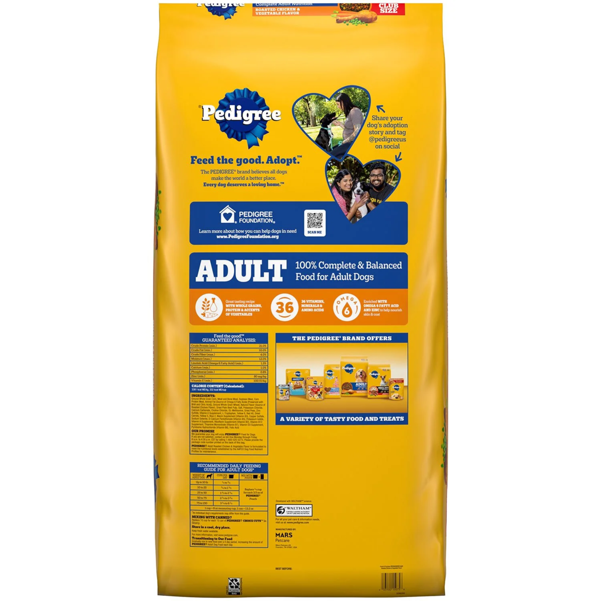 Thức Ăn Hạt Cho Chó Pedigree Vị Gà Nướng & Rau Củ – Túi 50 lbs