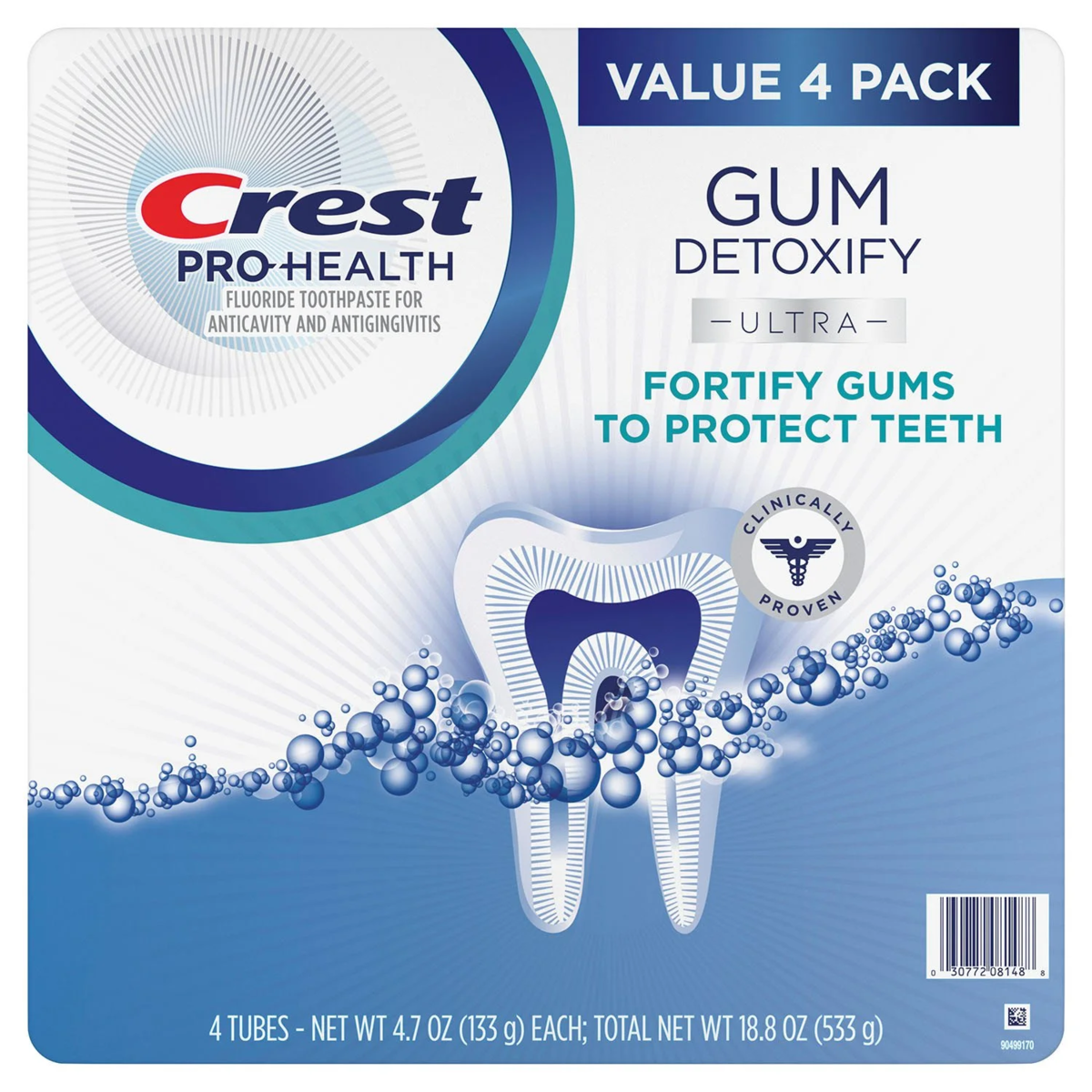 Kem Đánh Răng Crest Gum Detoxify Ultra Toothpaste - Set 4 Tuýp X 133g