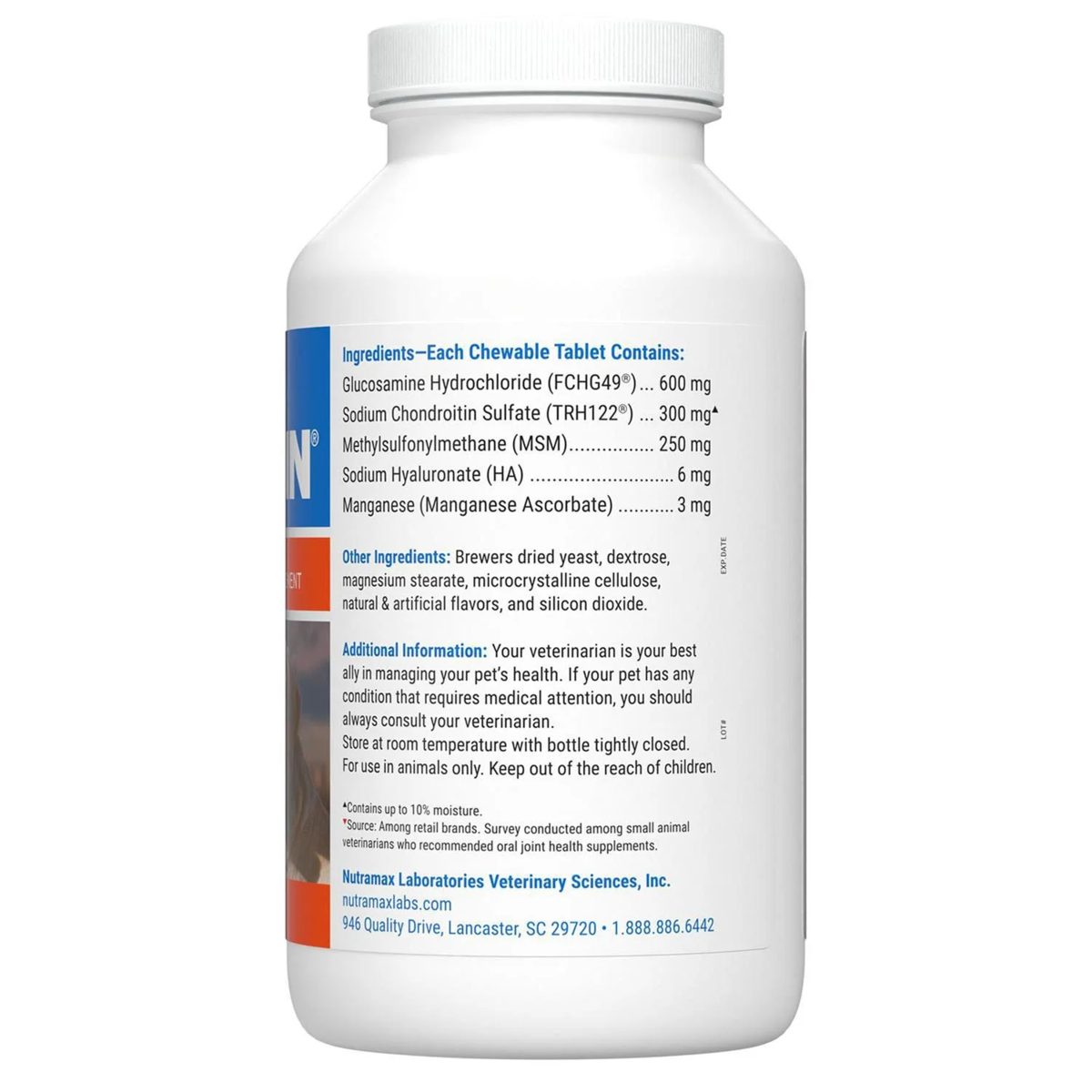 Nutramax Cosequin Maximum Strength Joint Health Supplement for Dogs with MSM and Hyaluronic Acid, 180 Chewable Tablets
