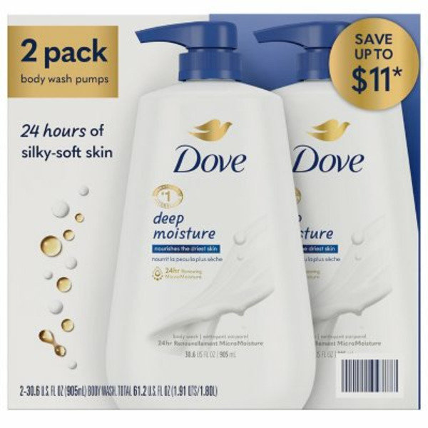 Sữa Tắm Dưỡng Ẩm  Dove Deep Moisture Renewing Body Wash - 2 Chai X 905ml