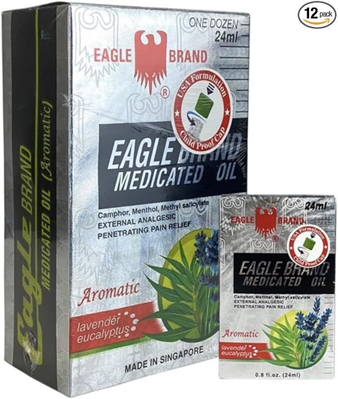 Dầu Gió Trắng Mỹ Eagle Brand Medicated Oil Hộp 12 Chai 24ml