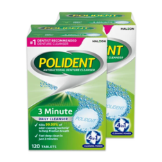 Viên Sủi Làm Sạch Răng Giả Polident 3 Phút - 2 Hộp 120 Viên