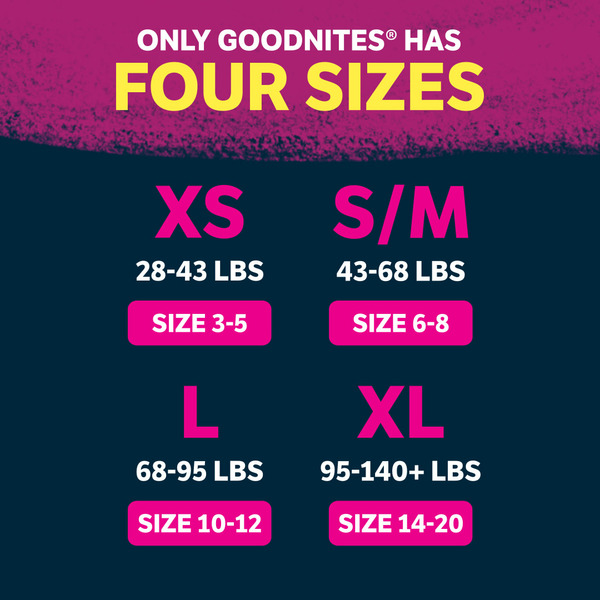 Quần Lót Ban Đêm Cho Bé gái Từ 31-43kg Goodnites Girls' Nighttime Bedwetting Underwear Size Large (68-95 lbs) - Gói 58 Miếng