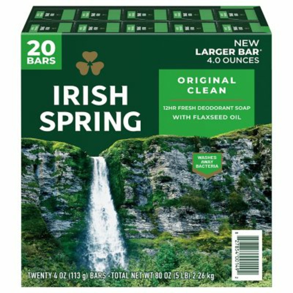 Xà Phòng Tắm Hương Thơm Tươi Mát Irish Spring Bar Soap Original Clean - Hộp 20 Thanh X 113g