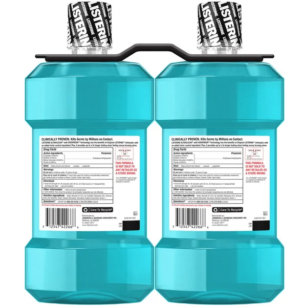 Nước Súc Miệng Khử Khuẩn Listerine Ultraclean Cool Mint – 2 Chai 1,5 Lít