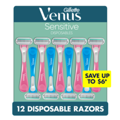 Dao Cạo Dành Cho Phụ Nữ Venus Sensitive Disposable Razors for Women - Hộp 12 Cái