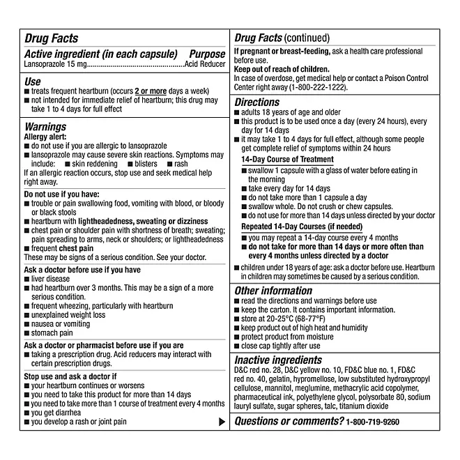 Viên Uống Hỗ Trợ Giảm Ợ Nóng & Kiểm Soát Axit Dạ Dày Member's Mark Lansoprazole 15 mg – 3 Hộp X 14 Viên